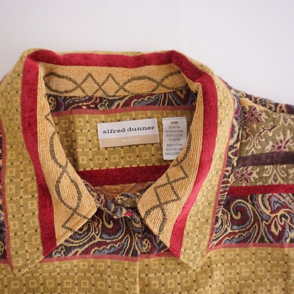 Alfred Dunner Yellow Maroon Paisley Striped Tapestry Button Up Jacket 20W - Picture 9 of 11